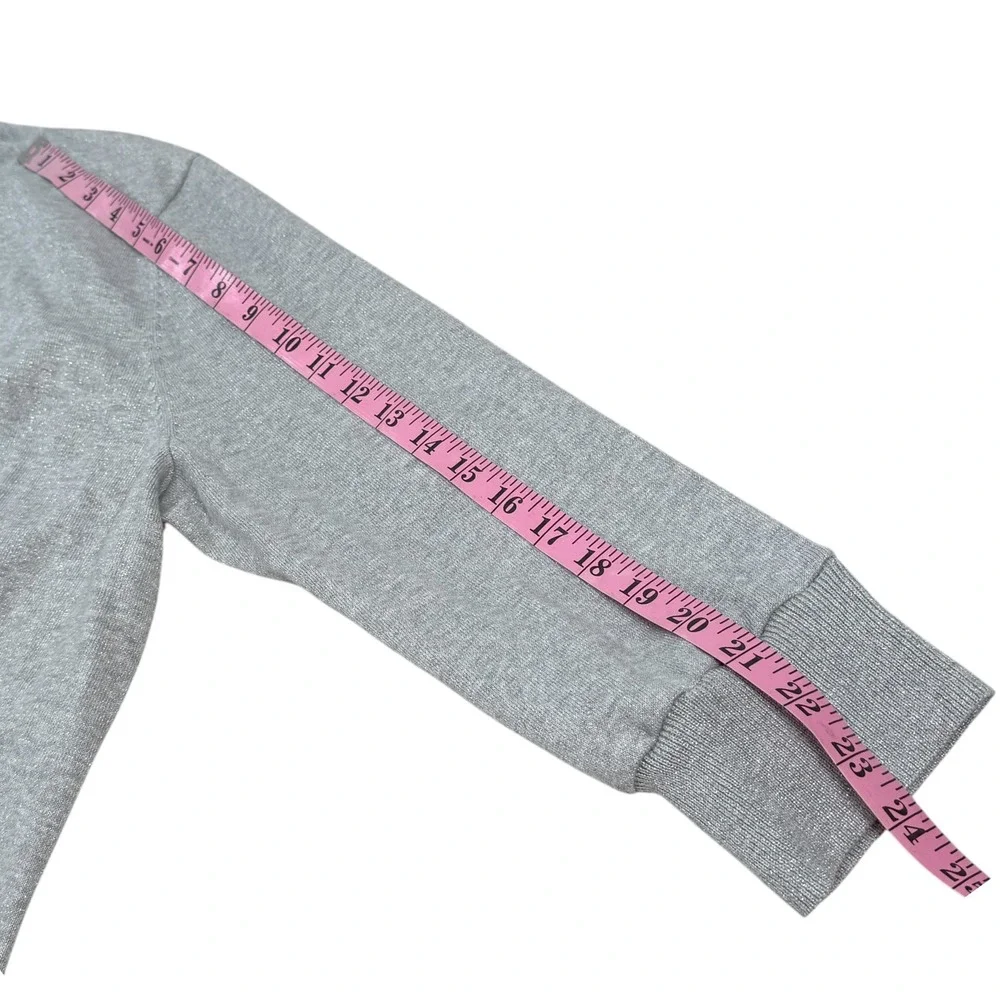 Talbots Womens XL Gray Metallic Shimmer Turtleneck Sweater Button Cuff JO5161‎